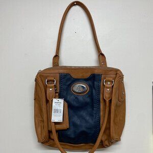 Dana Buchman Purse Dark Camel and Grey/Gray Blue